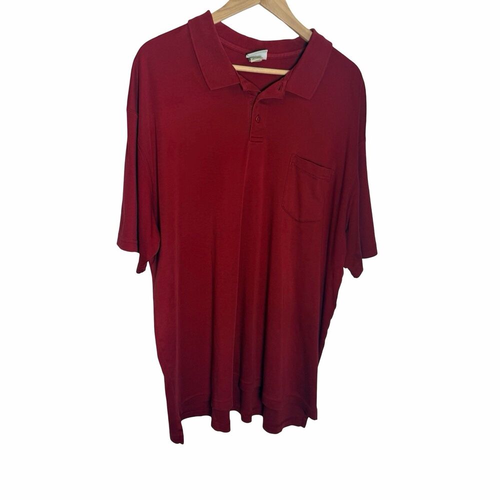 L.L. BEAN Polo Men's XXL Tall Red Short-Sleeve With Pocket HOLES Pima Cotton